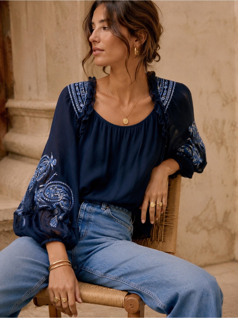 Nanette Lapore Silk Embroidered Blouse